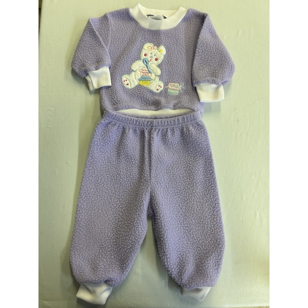 Vintage 90s Cuties By Judy 2 Pc Fleece Baby Outfit Size 12 Months